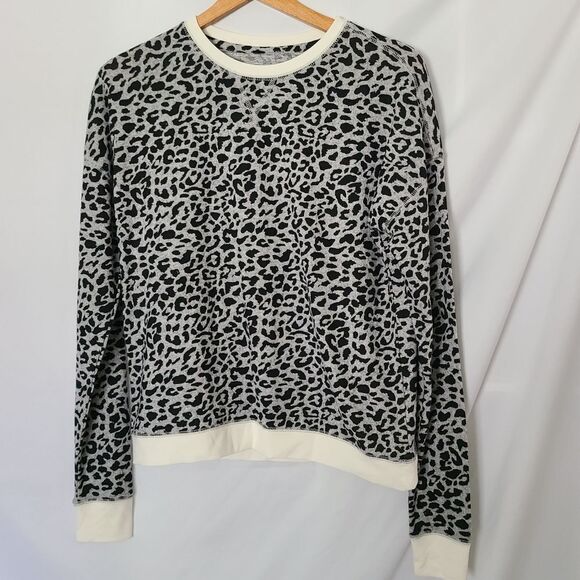 Zyia Leopard Print Sweatshirt Long Sleeve Crew sz Large - Picture 2 of 7